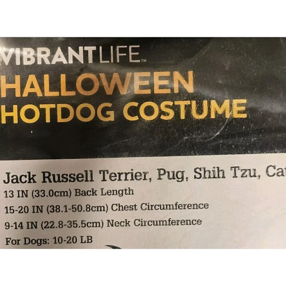 Vibrant Life Dog Cat Pet Halloween Hot Dog Costume Size S 10-20 Pounds New